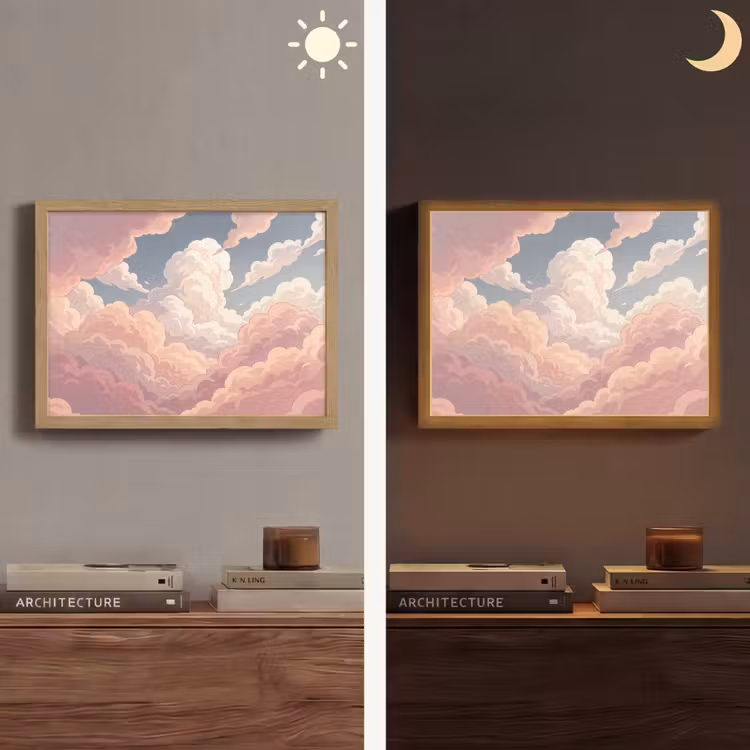 Lightbox - Wandlamp - Wolken - Lucht - Natuur - Pastel - Roze — 6