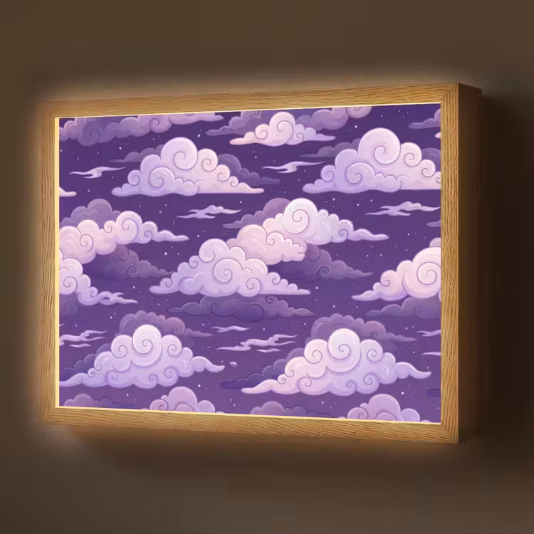 Lightbox - Wandlamp - Wolken - Nacht - Natuur - Abstract - Paars — 1