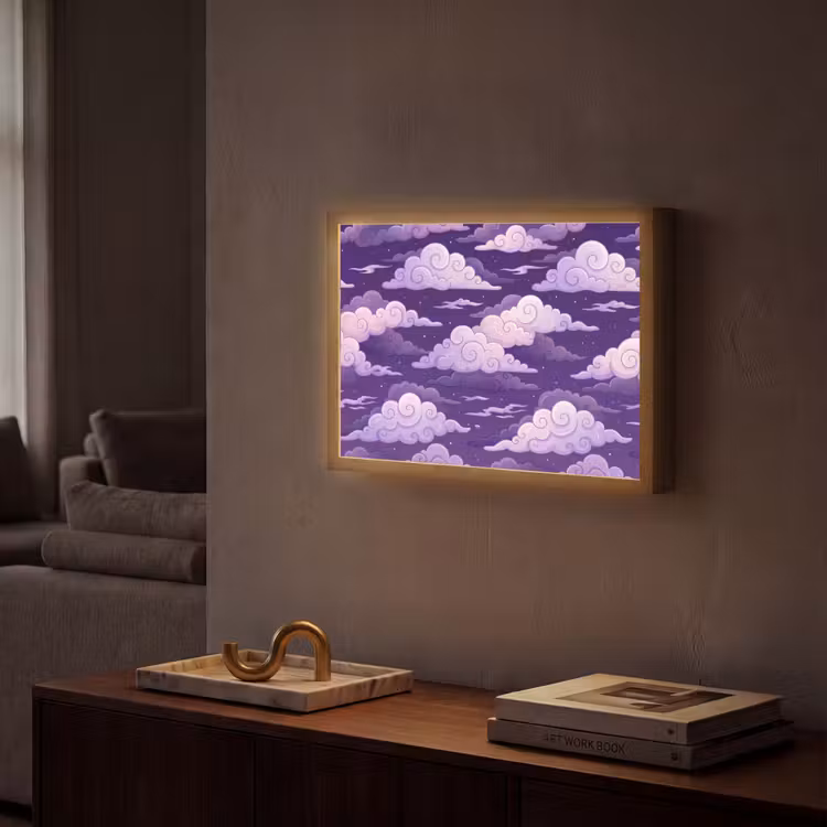 Lightbox - Wandlamp - Wolken - Nacht - Natuur - Abstract - Paars — 2