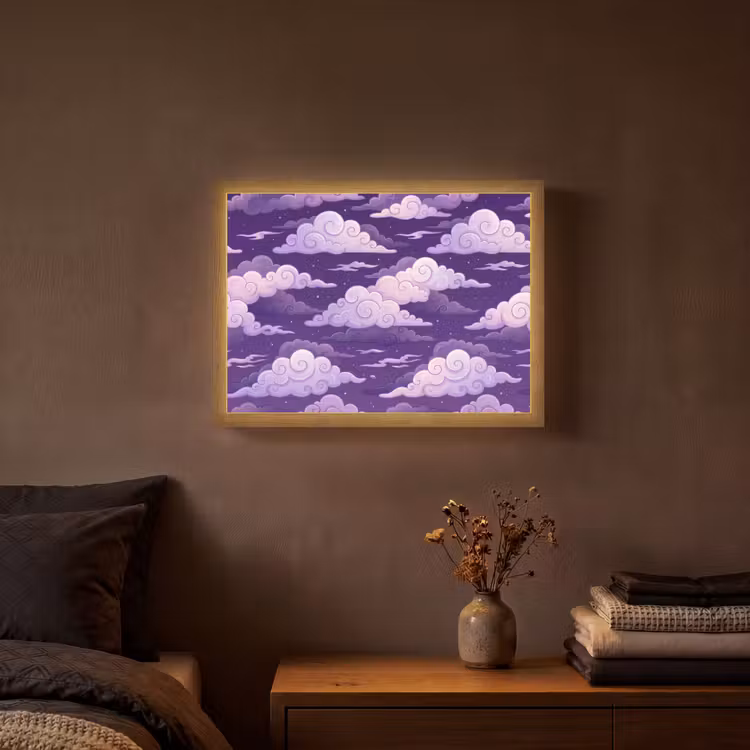 Lightbox - Wandlamp - Wolken - Nacht - Natuur - Abstract - Paars — 3