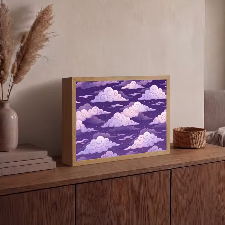 Lightbox - Wandlamp - Wolken - Nacht - Natuur - Abstract - Paars — 4