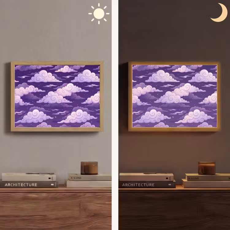 Lightbox - Wandlamp - Wolken - Nacht - Natuur - Abstract - Paars — 6