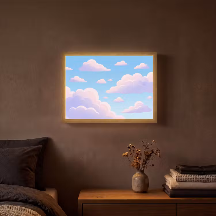 Lightbox - Wandlamp - Wolken - Roze - Blauw - Natuur - Modern — 3