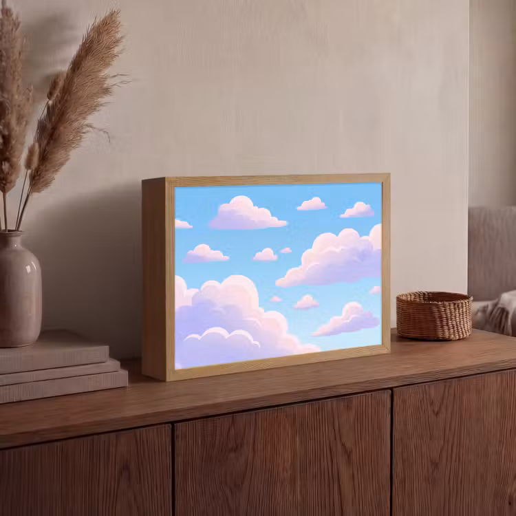 Lightbox - Wandlamp - Wolken - Roze - Blauw - Natuur - Modern — 4