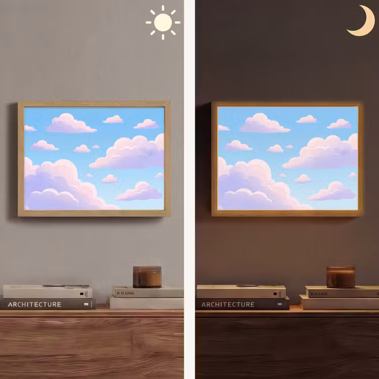 Lightbox - Wandlamp - Wolken - Roze - Blauw - Natuur - Modern — 6