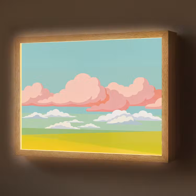 Lightbox - Wandlamp - Wolken - Roze - Natuur - Modern - Pastel — 1
