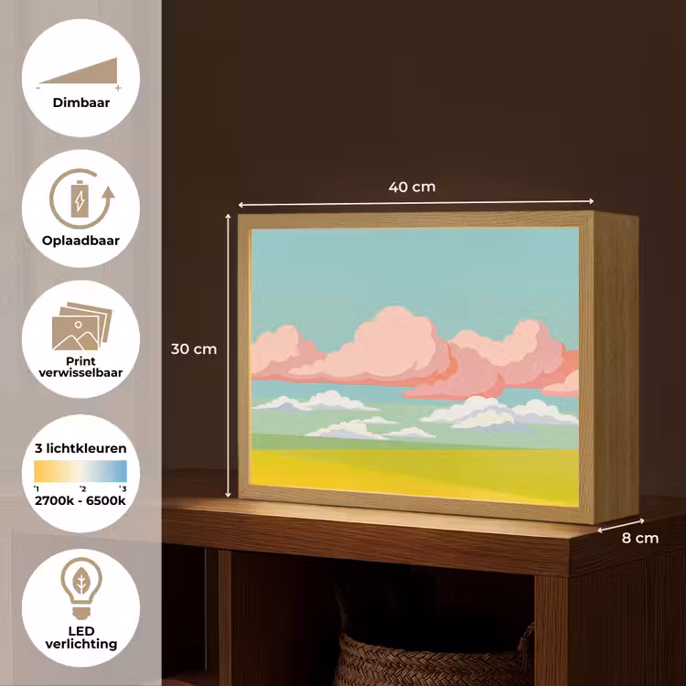 Lightbox - Wandlamp - Wolken - Roze - Natuur - Modern - Pastel — 10