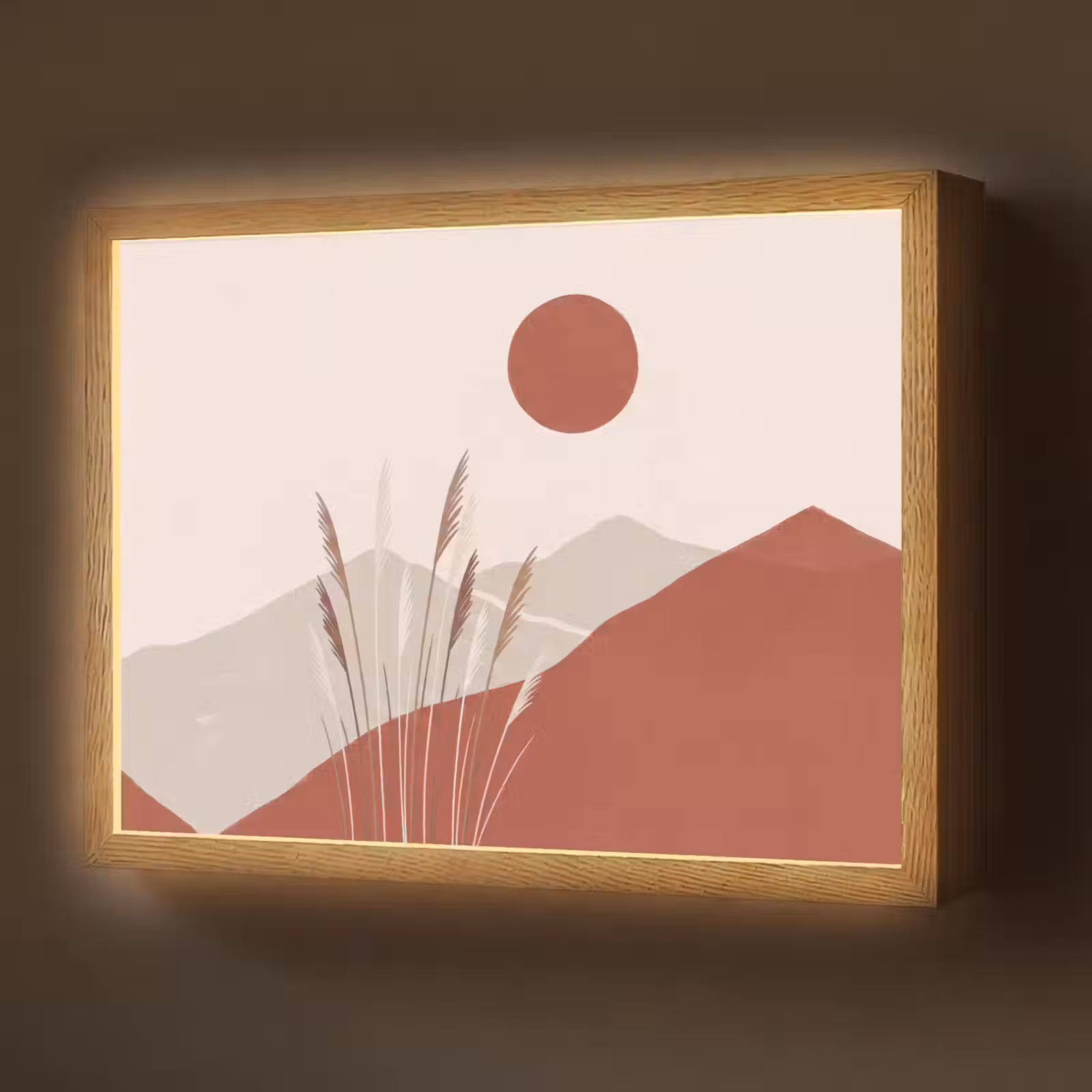 Lightbox - Wandlamp - Gras - Landschap - Natuur - Abstract - Beige — 1