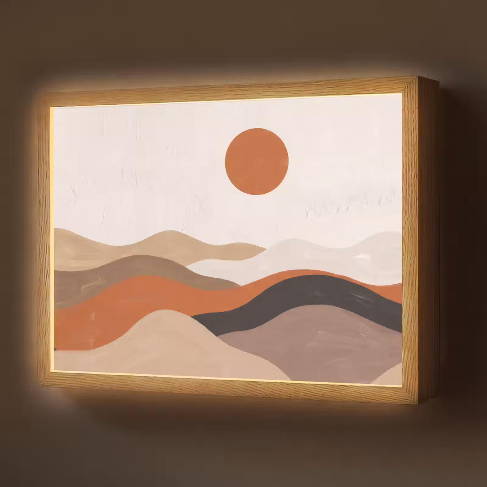 Lightbox - Wandlamp - Landschap - Heuvels - Zon - Abstract - Oranje — 1