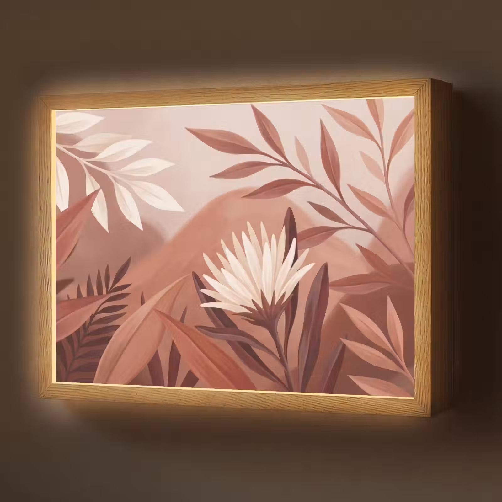 Lightbox - Wandlamp - Planten - Bladeren - Botanisch - Modern - Bruin — 1