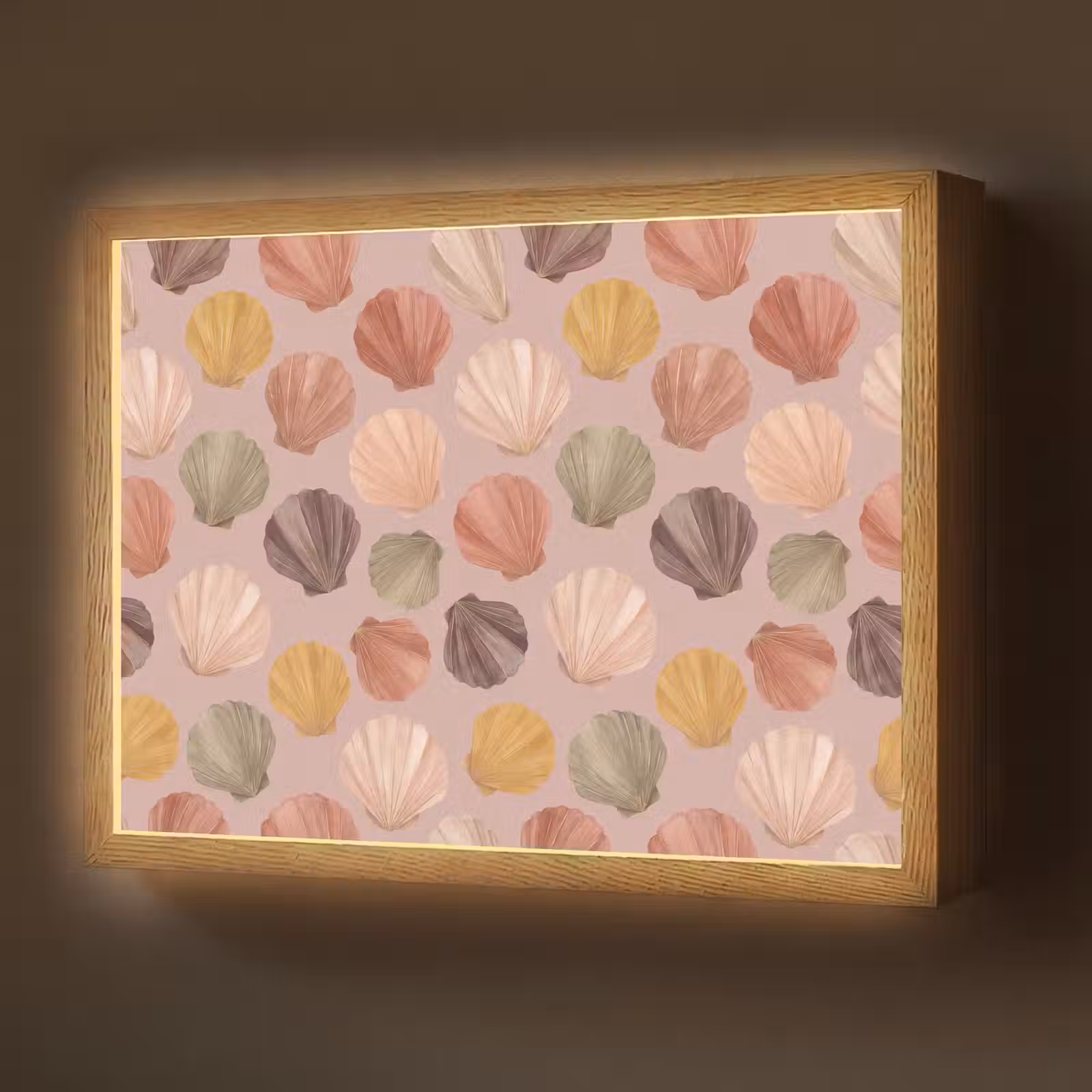 Lightbox - Wandlamp - Schelp - Patroon - Zee - Aquarel - Aardetinten — 1