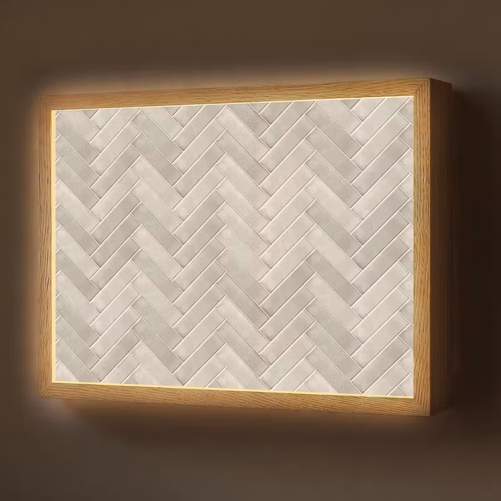 Lightbox - Wandlamp - Visgraat - Wandtegel - Beige — 1