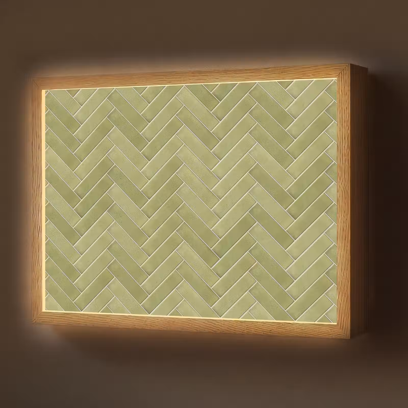 Lightbox - Wandlamp - Visgraat - Wandtegel - Olijfgroen — 1
