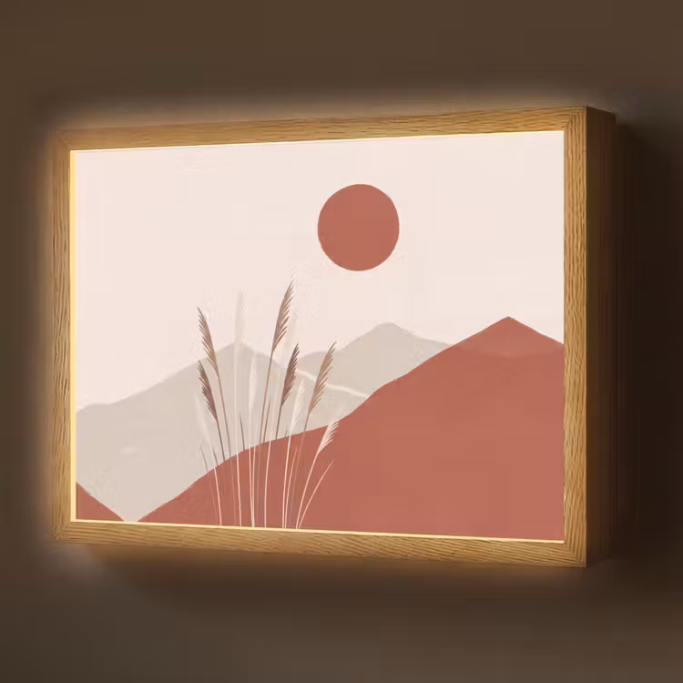 Lightbox - Wandlamp - Gras - Landschap - Natuur - Abstract - Beige — 1
