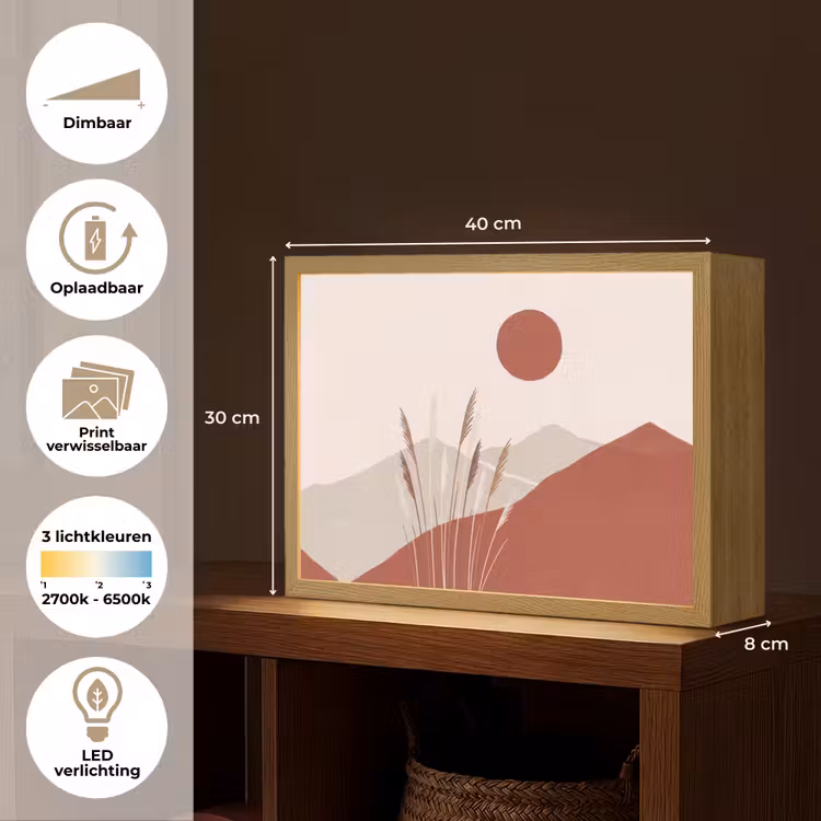 Lightbox - Wandlamp - Gras - Landschap - Natuur - Abstract - Beige — 10