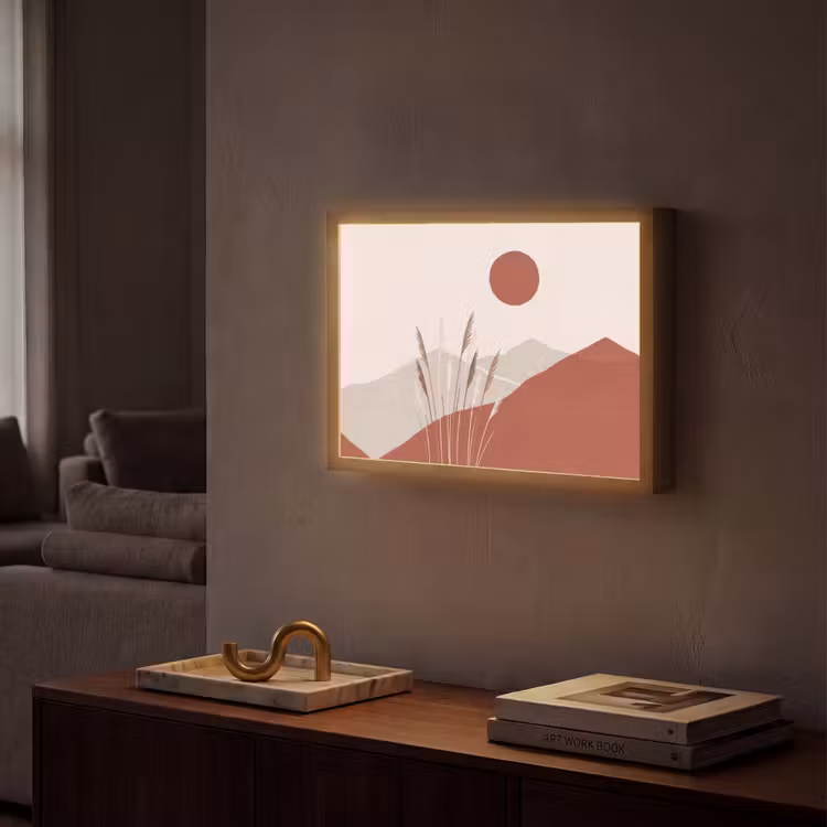 Lightbox - Wandlamp - Gras - Landschap - Natuur - Abstract - Beige — 2