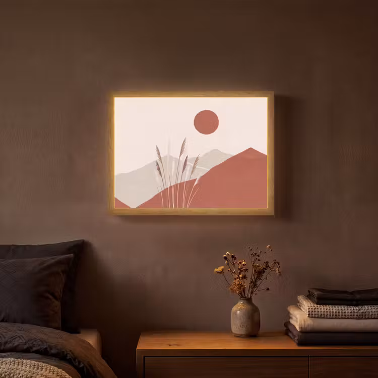 Lightbox - Wandlamp - Gras - Landschap - Natuur - Abstract - Beige — 3