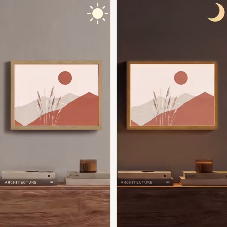 Lightbox - Wandlamp - Gras - Landschap - Natuur - Abstract - Beige — 6