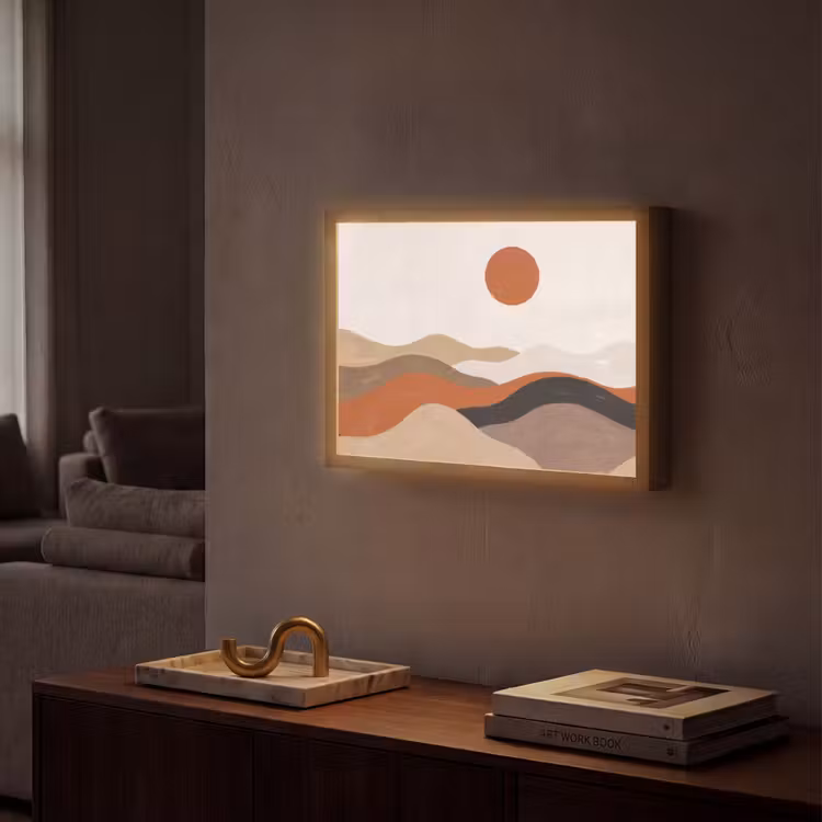 Lightbox - Wandlamp - Landschap - Heuvels - Zon - Abstract - Oranje — 2