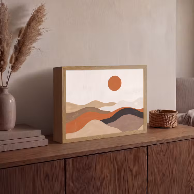 Lightbox - Wandlamp - Landschap - Heuvels - Zon - Abstract - Oranje — 4