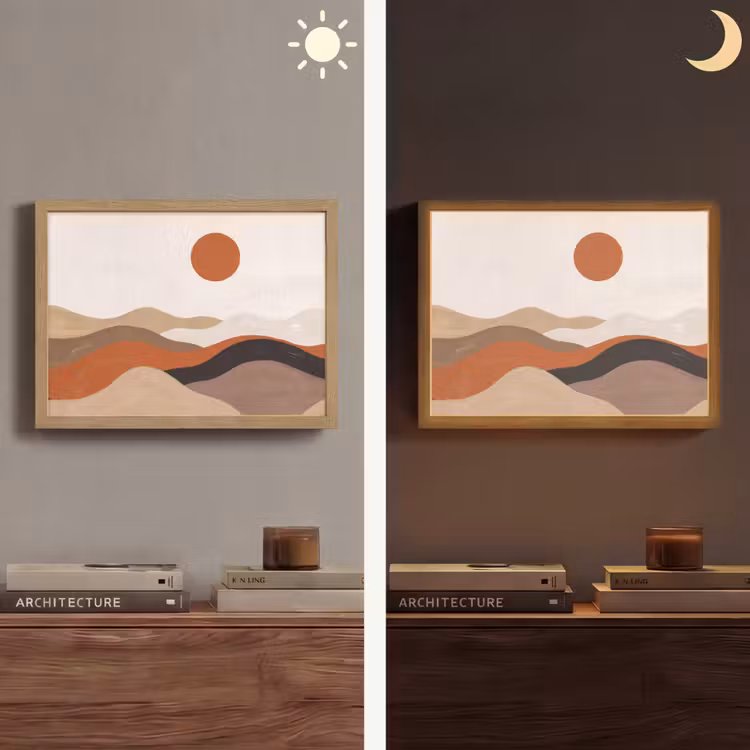Lightbox - Wandlamp - Landschap - Heuvels - Zon - Abstract - Oranje — 6