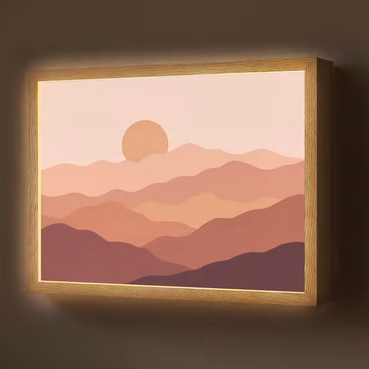 Lightbox - Wandlamp - Natuur - Heuvels - Abstract - Modern - Oranje — 1