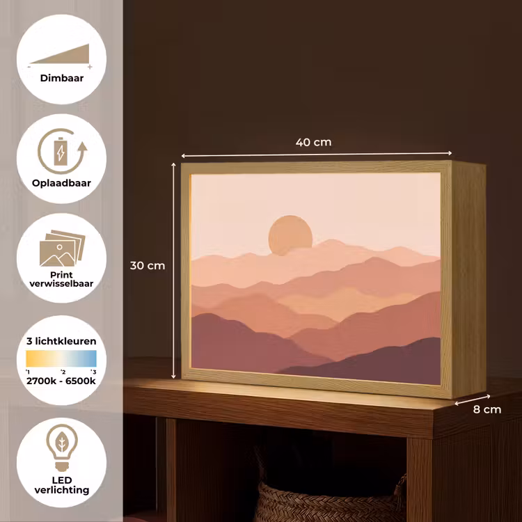 Lightbox - Wandlamp - Natuur - Heuvels - Abstract - Modern - Oranje — 10