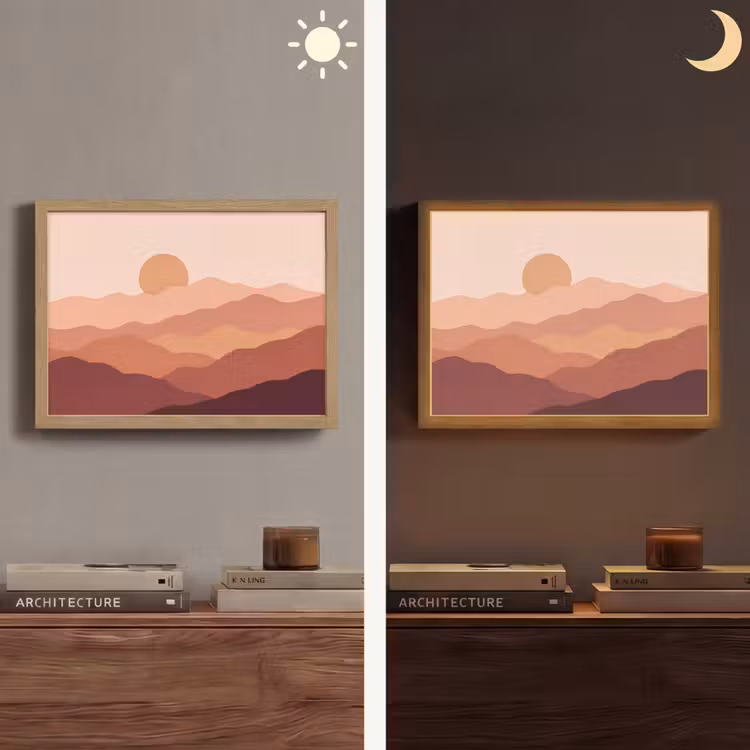 Lightbox - Wandlamp - Natuur - Heuvels - Abstract - Modern - Oranje — 6