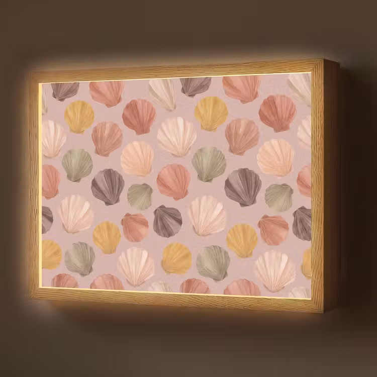 Lightbox - Wandlamp - Schelp - Patroon - Zee - Aquarel - Aardetinten — 1