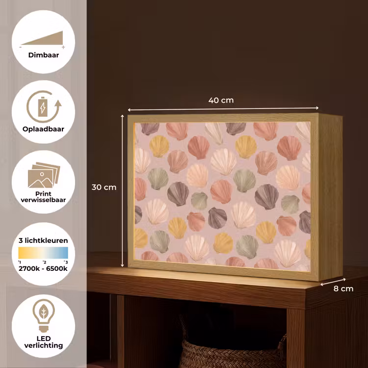Lightbox - Wandlamp - Schelp - Patroon - Zee - Aquarel - Aardetinten — 10