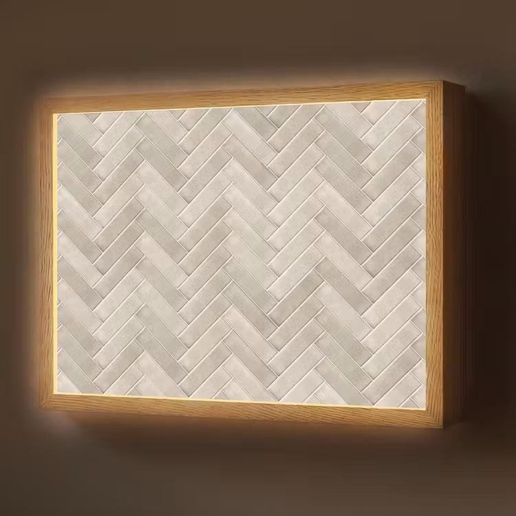 Lightbox - Wandlamp - Visgraat - Wandtegel - Beige — 1