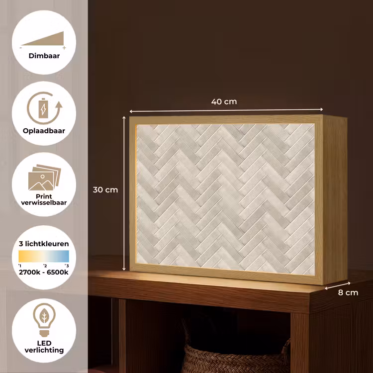Lightbox - Wandlamp - Visgraat - Wandtegel - Beige — 10
