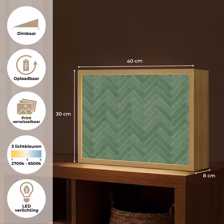 Lightbox - Wandlamp - Visgraat - Wandtegel - Bosgroen — 10