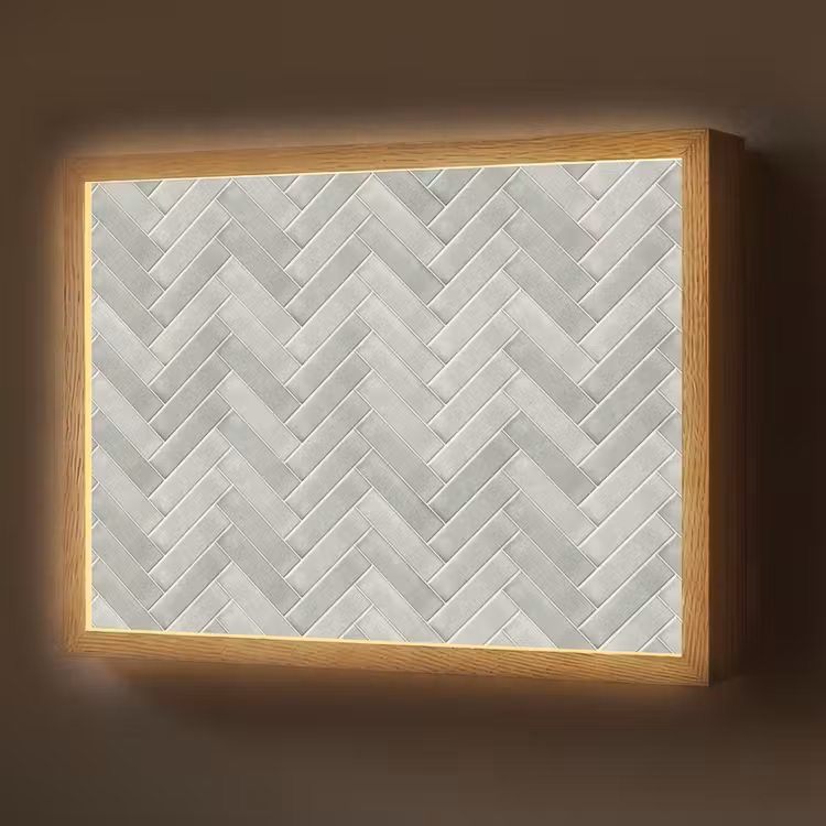 Lightbox - Wandlamp - Visgraat - Wandtegel - Grijs — 1