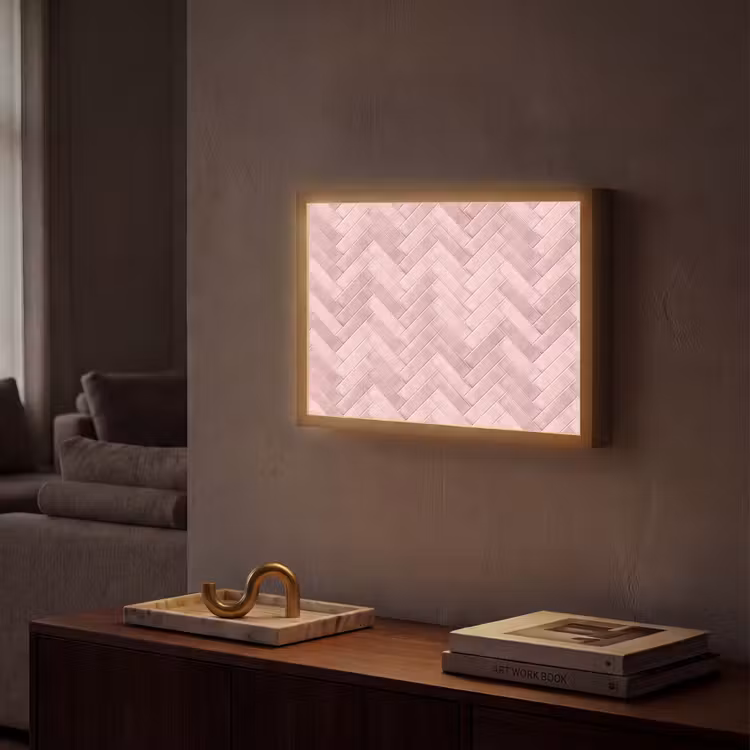 Lightbox - Wandlamp - Visgraat - Wandtegel - Lichtroze — 2