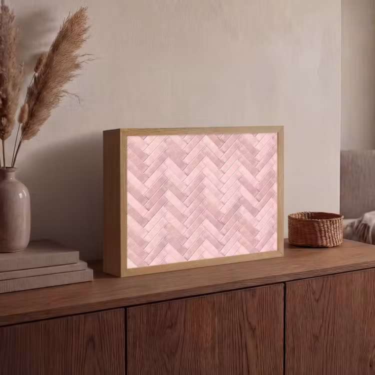 Lightbox - Wandlamp - Visgraat - Wandtegel - Lichtroze — 4
