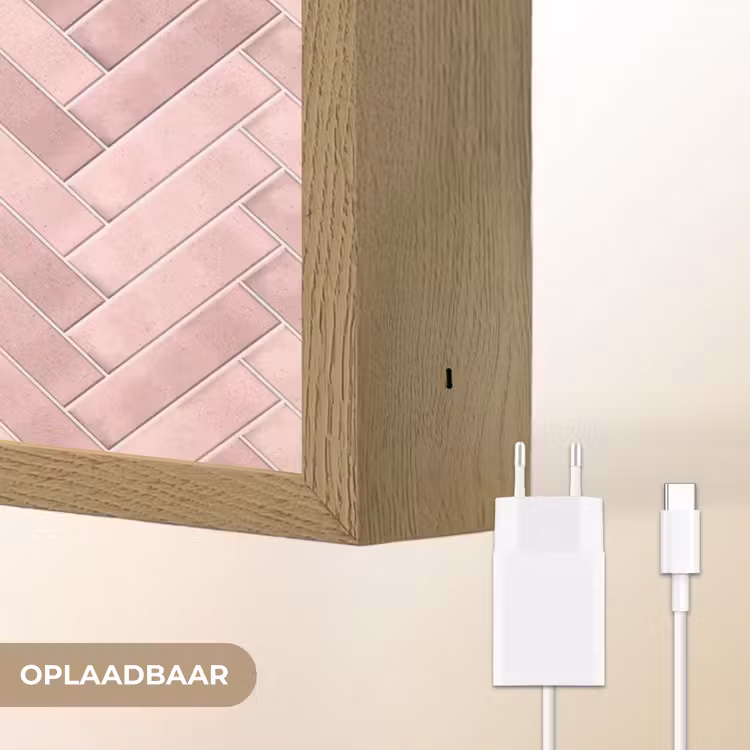 Lightbox - Wandlamp - Visgraat - Wandtegel - Lichtroze — 7