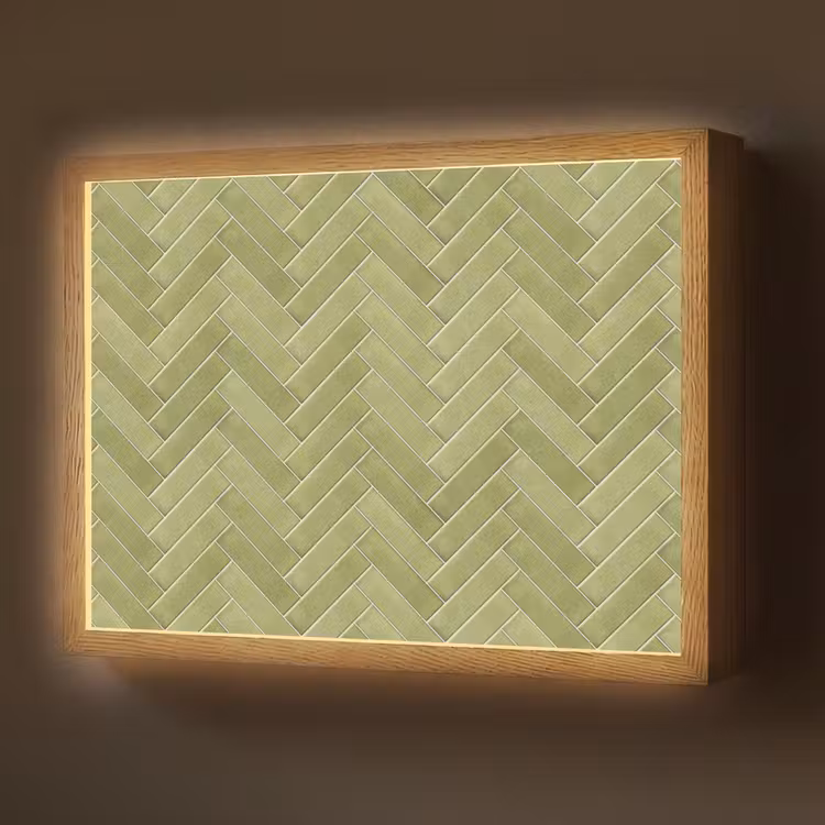 Lightbox - Wandlamp - Visgraat - Wandtegel - Olijfgroen — 1