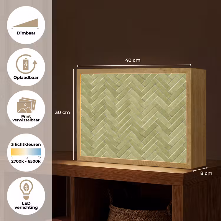 Lightbox - Wandlamp - Visgraat - Wandtegel - Olijfgroen — 10