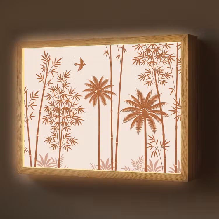 Lightbox - Wandlamp - Vogel - Boom - Tropisch - Minimalistisch - Bruin — 1