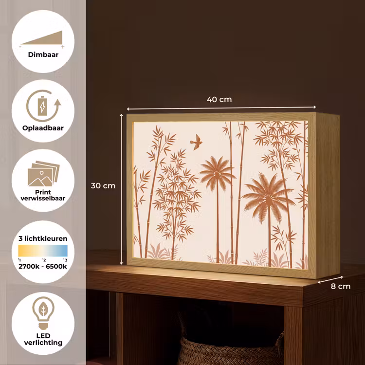 Lightbox - Wandlamp - Vogel - Boom - Tropisch - Minimalistisch - Bruin — 10