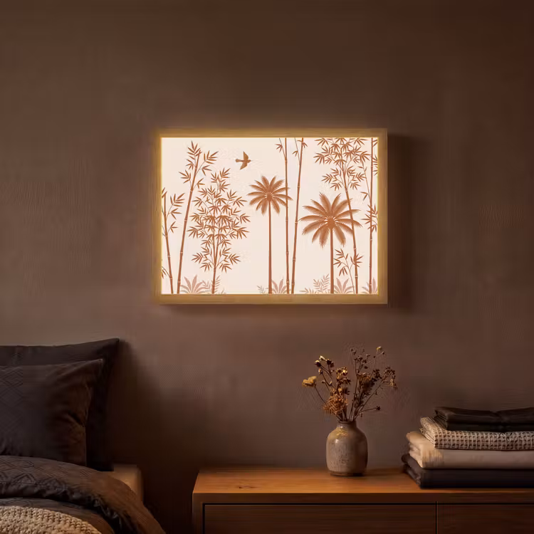 Lightbox - Wandlamp - Vogel - Boom - Tropisch - Minimalistisch - Bruin — 3