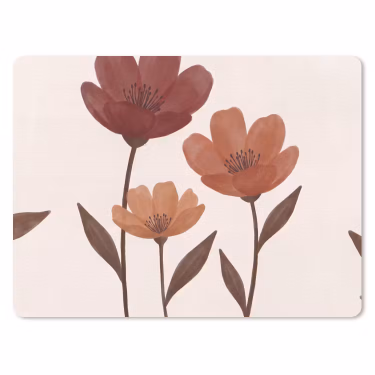 Muismat - Bloemen - Abstract - Modern - Bruin - Decoratief — 1