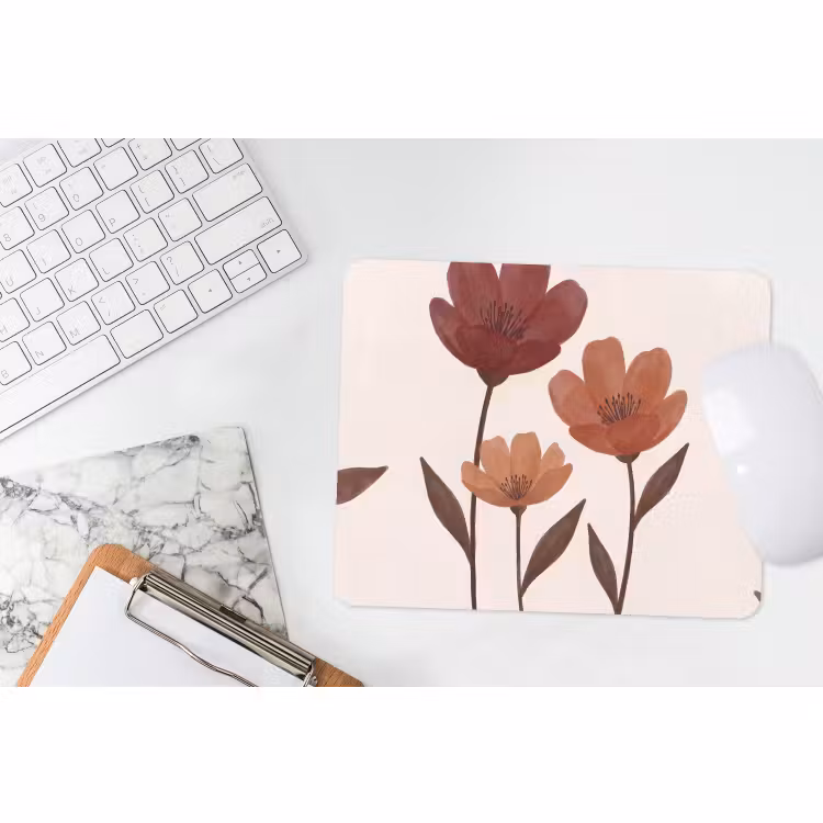 Muismat - Bloemen - Abstract - Modern - Bruin - Decoratief — 2