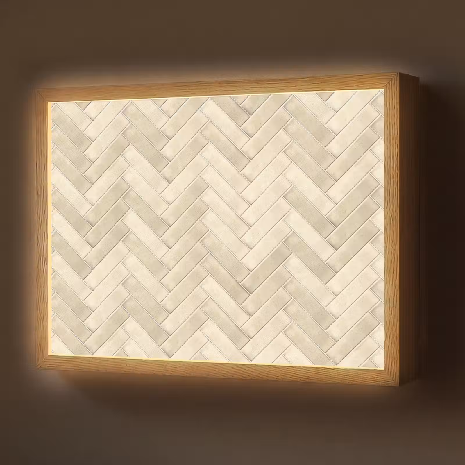 Lightbox - Wandlamp - Visgraat - Wandtegel - Licht Beige — 1