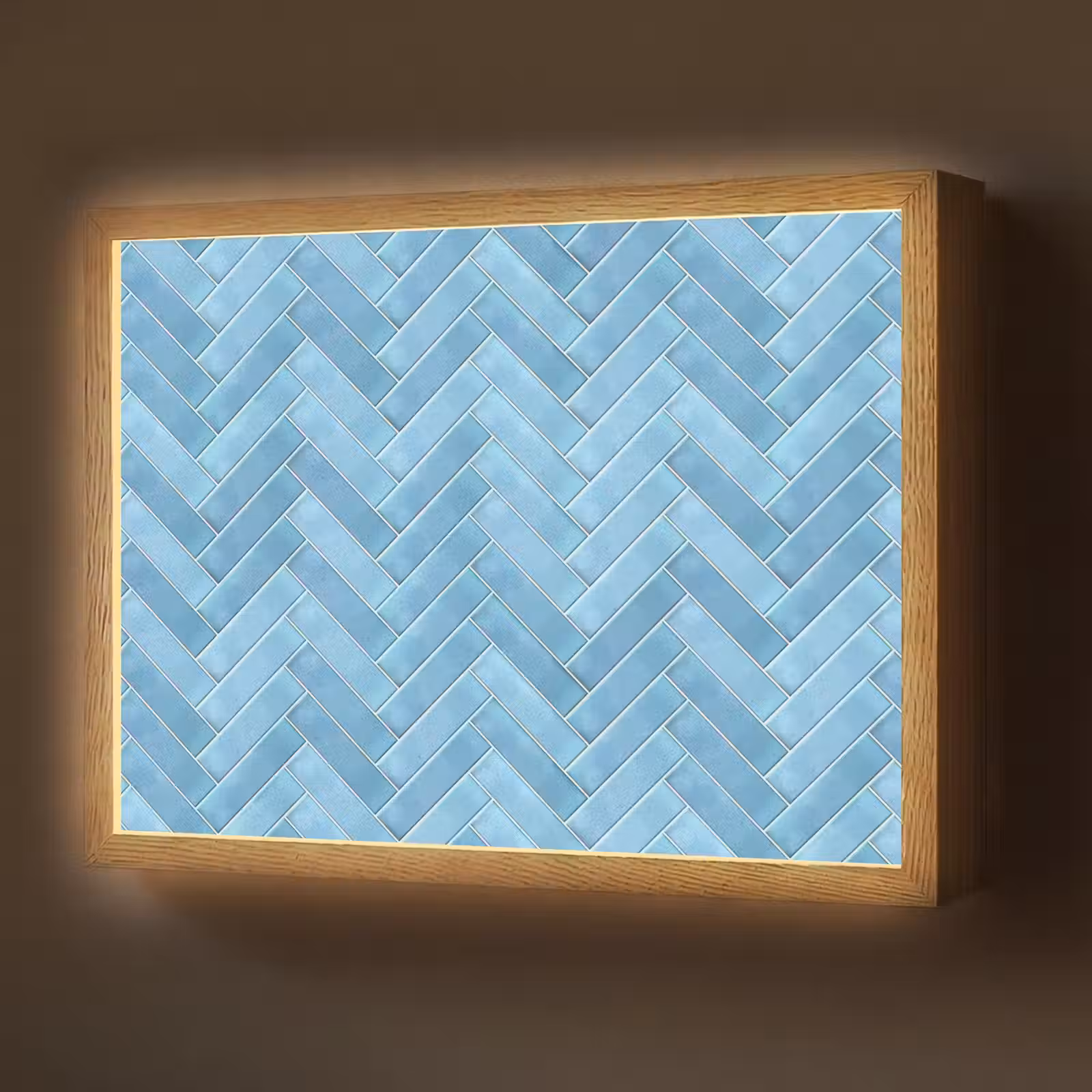 Lightbox - Wandlamp - Visgraat - Wandtegel - Lichtblauw — 1