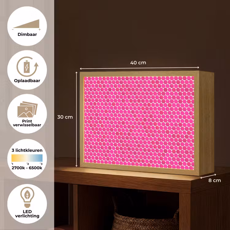 Lightbox - Wandlamp - Penny - Mozaïek - Felroze — 10
