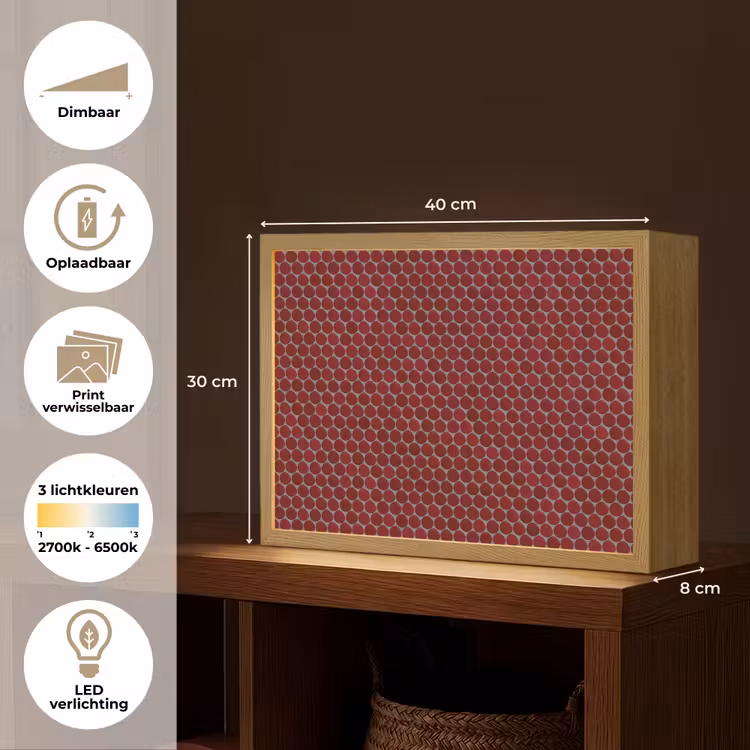 Lightbox - Wandlamp - Penny - Mozaïek - Rond - Rood — 10