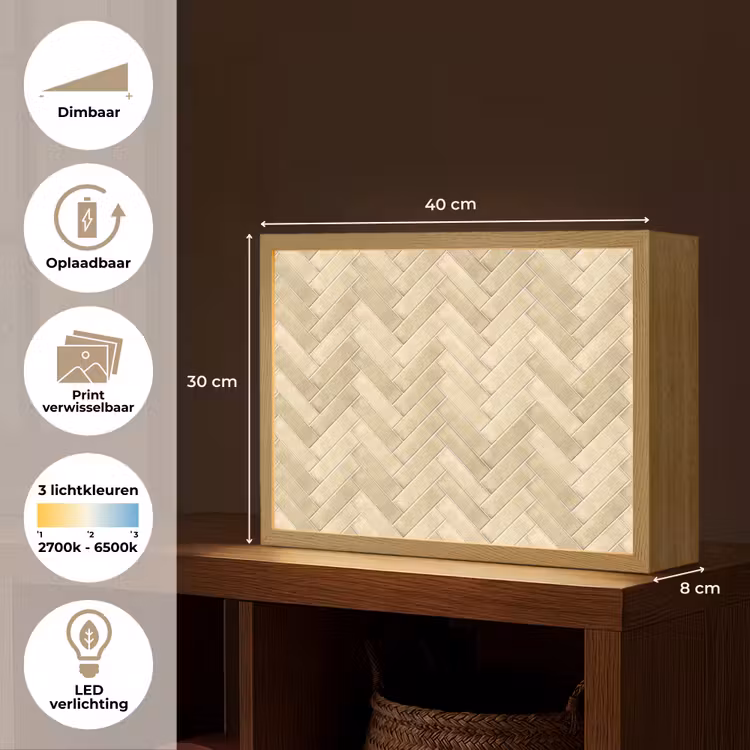 Lightbox - Wandlamp - Visgraat - Tegel - Zand — 10