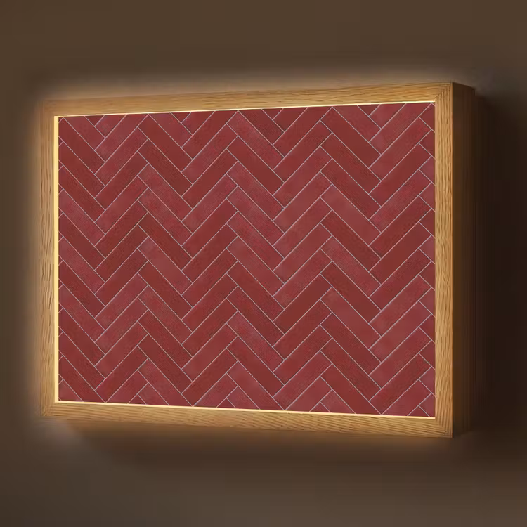 Lightbox - Wandlamp - Visgraat - Wandtegel - Bordeaux - Rood — 1
